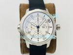 Swiss Replica IWC Aquatimer White Chronograph Dial Black Rubber Watch 44MM